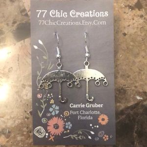 Silver Dangly Umbrella Earrings